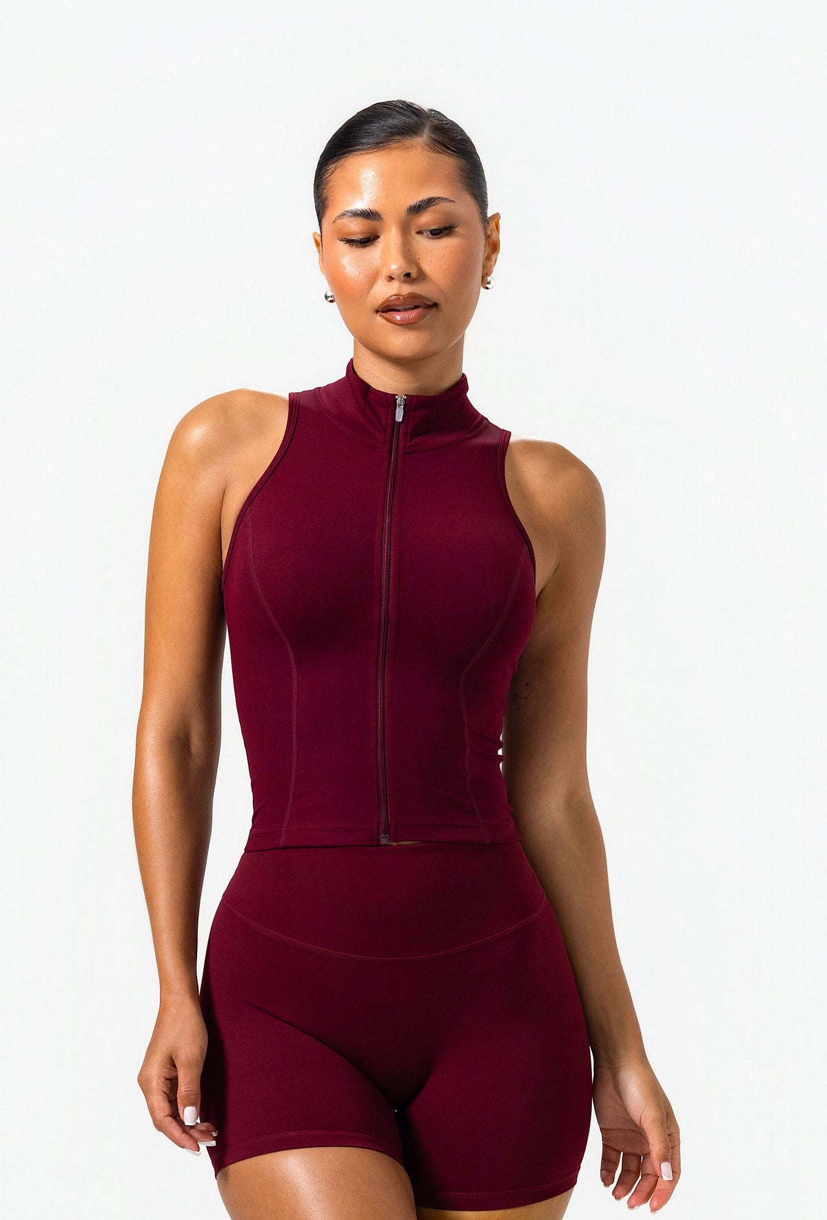 Sculpt Zip Tank - Burgundy