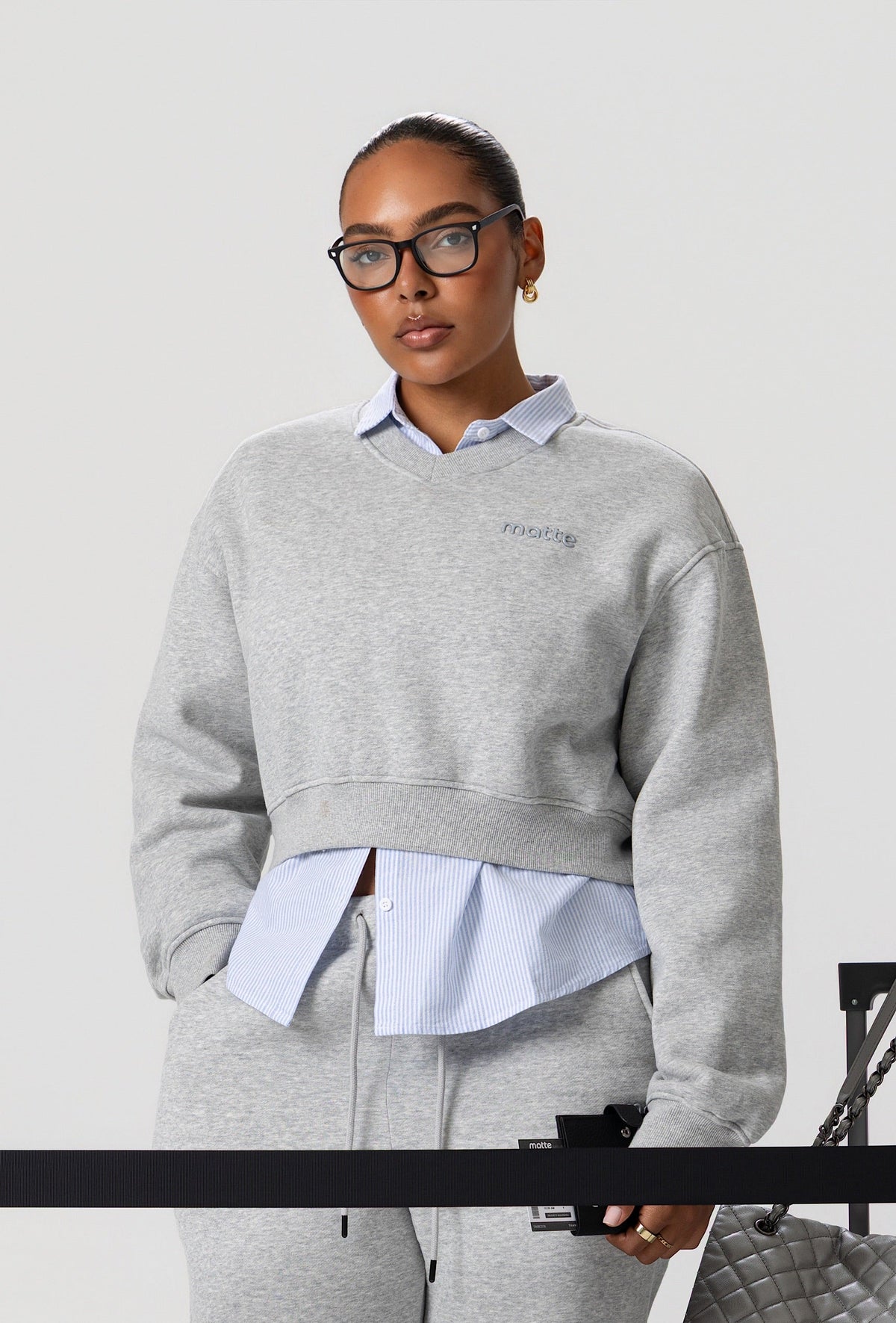 Varsity Cropped Sweatshirt  - Heather Gray