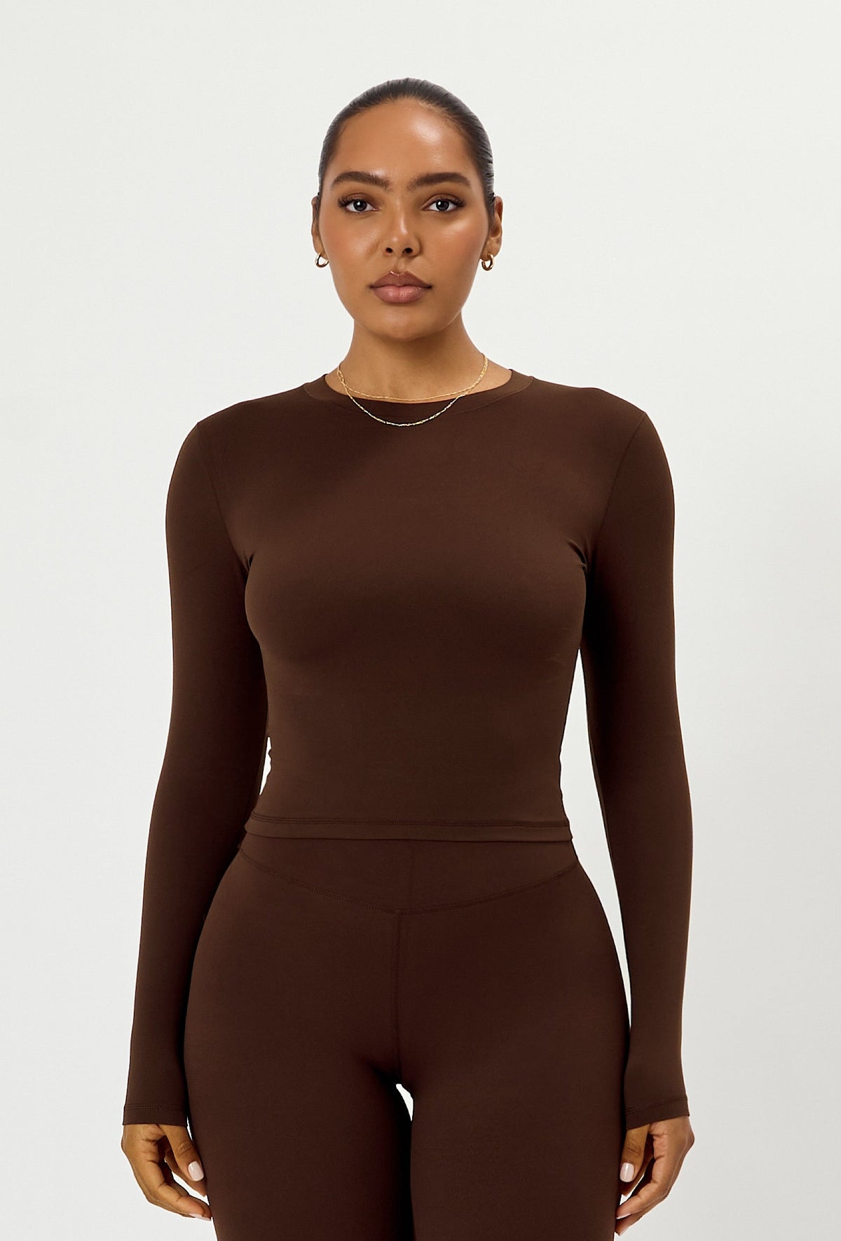 Cloudform Long Sleeve Crop - Espresso
