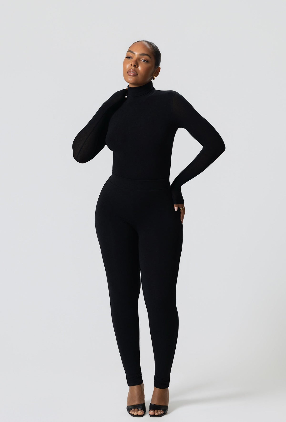 Matte Basix Sculpt Turtle Neck Bodysuit - Slate